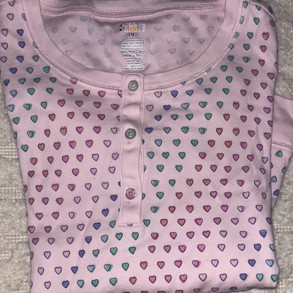 Roller Rabbit Pink Heart Print PJ Set.